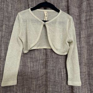 Kids Silver Shrug Cardigan with Gemstone button